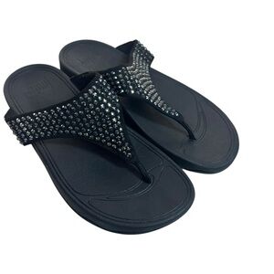 Fitflop Lulu Crystal Black Rhinestone Sandals